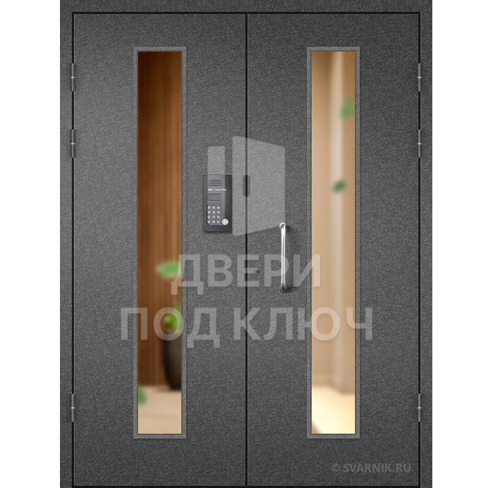 Входная подъездная дверь с окном ДПК-13743
